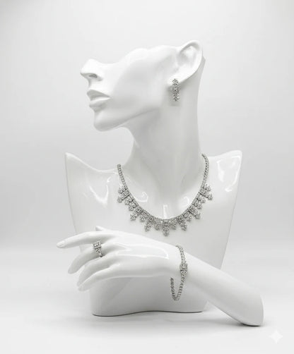 Floral Square Crystal Jewelry Set